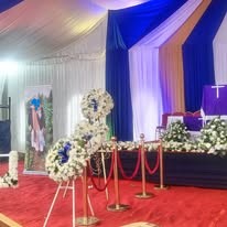 a photo of a funeral service set up in kenya
